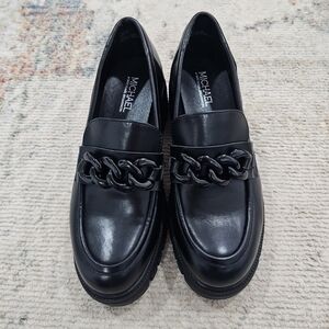 Michael Shannon Black Emilia Lofers Black Shoes Chunky Chain Women’s Size 9 M